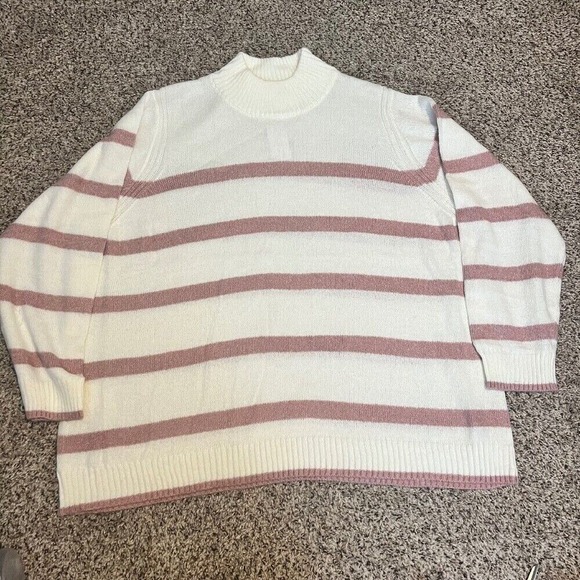 CJ Banks Striped Mock Neck Sweater Pullover Knit Top Casual 3X‎ - Picture 1 of 6